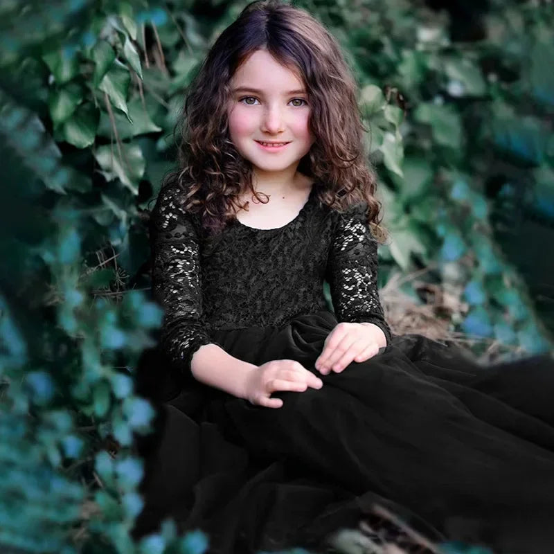 Elegant Festival Dress Lace Vacation Dress for Girls 6m To 12 Years Old
