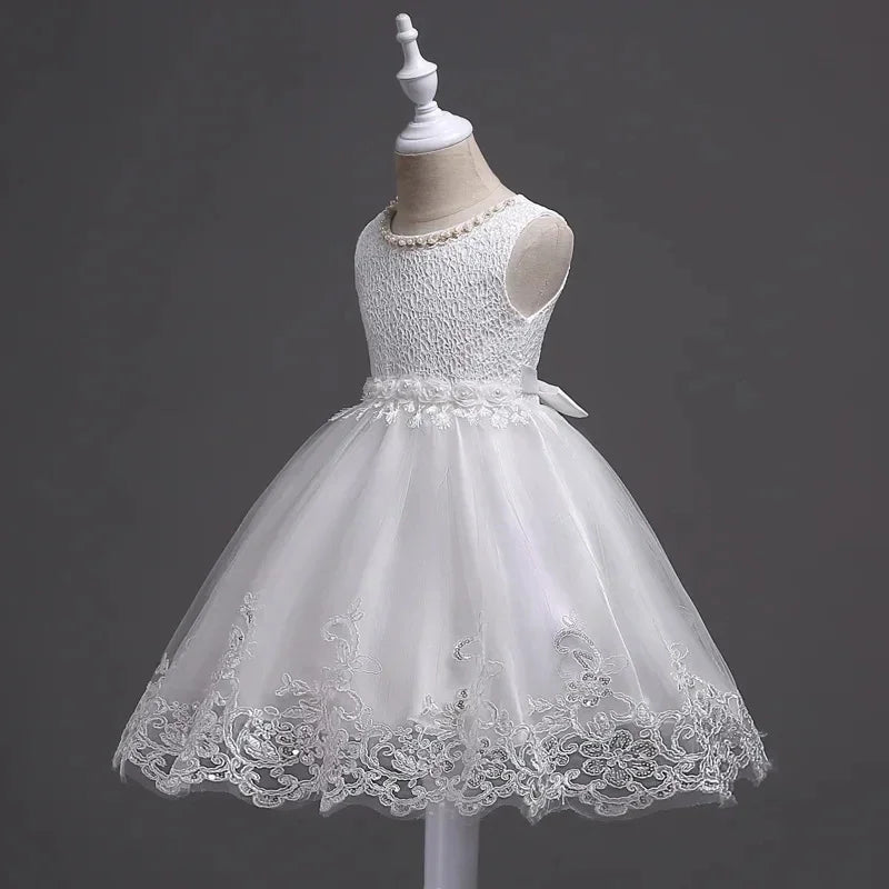 Baby Girl Clothes Wedding Dress for Baptismal Ceremony White Dress