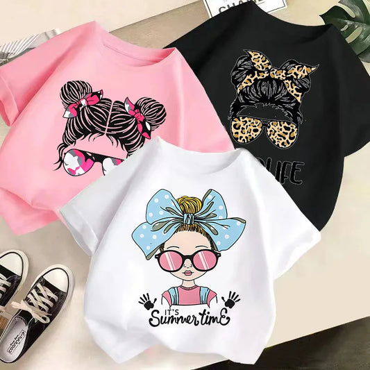 Maria Summer T-Shirt New Children's-Sleeved Round Neck Tops Baby