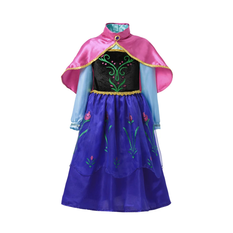 Summer Fancy Queen Elsa Anna Costume Girls Princess Dress