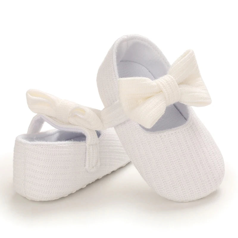 Cute Baby Girl Shoes Knitted Cotton Flat Shoes Arched Soft Sole 0-18M Newborn Princess Shoes