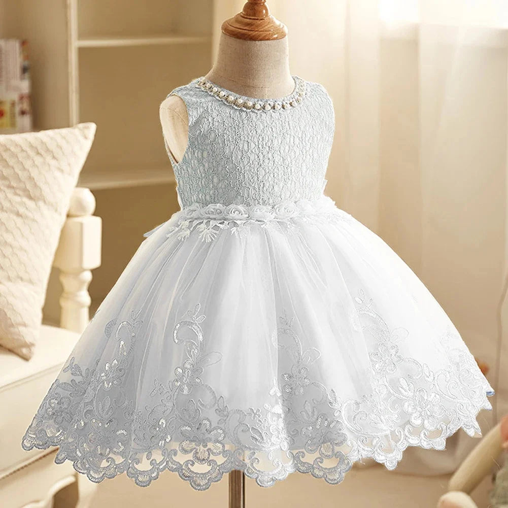Baby Girl Clothes Wedding Dress for Baptismal Ceremony White Dress