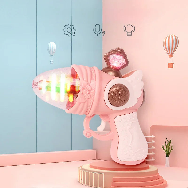 Girls Magical Electric Toy Gun Sound Light Gun Twirling Star Decoration Sweet Cute Princess Toy Non-firing Kids Birthday Gifts