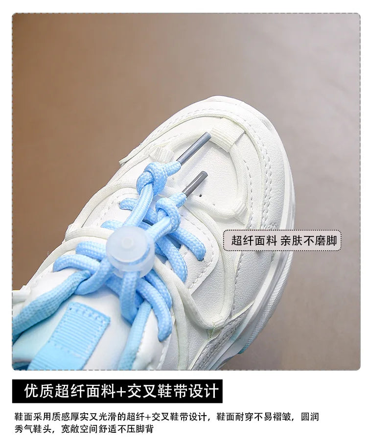 Girls Gradient Design Shoes Children Platform Sneakers Casual 4-12 Years Autumn Kids Chunky Running Sports Tennis Shoes for Girl