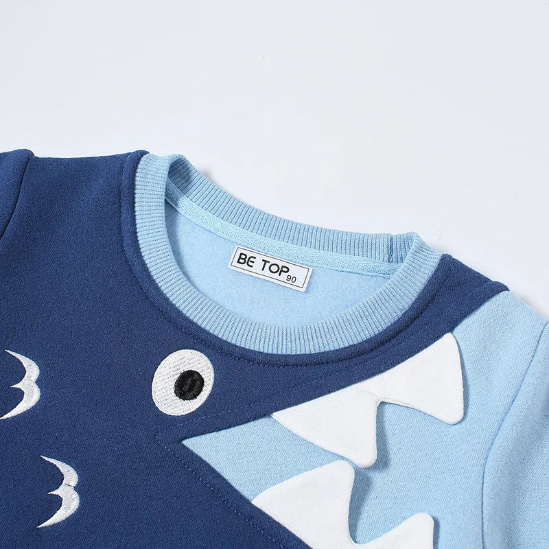 Pablo Cute Cartoon Shark Embroidery Sweater