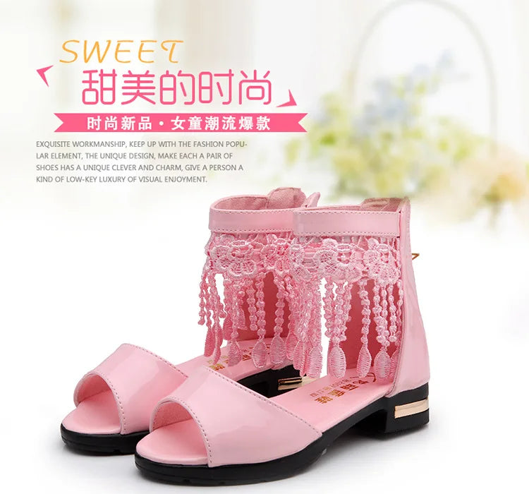 Girl Shoes Sandalias Kid Shoe Kid Sandal Summer New Fashion Girls Princess Shoe Soft Sole Roman Shoes Student Sandals for Girls