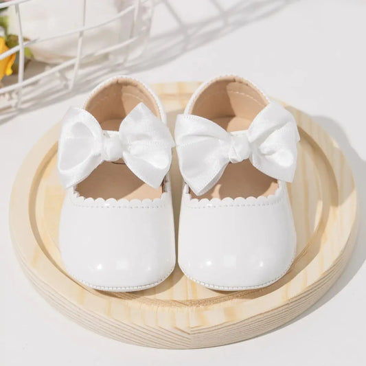KIDSUN Newborn Baby Girl Shoes PU Leather Bowknot Dress Shoes