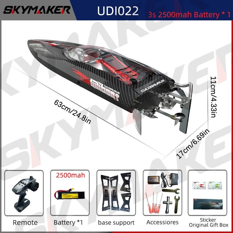 UDiRC UDI022 RC Boat 50Km/H High Speed Waterproof 2.4GHz Radio Control Brushless RC Speed Alloy Steel Boat  Toys