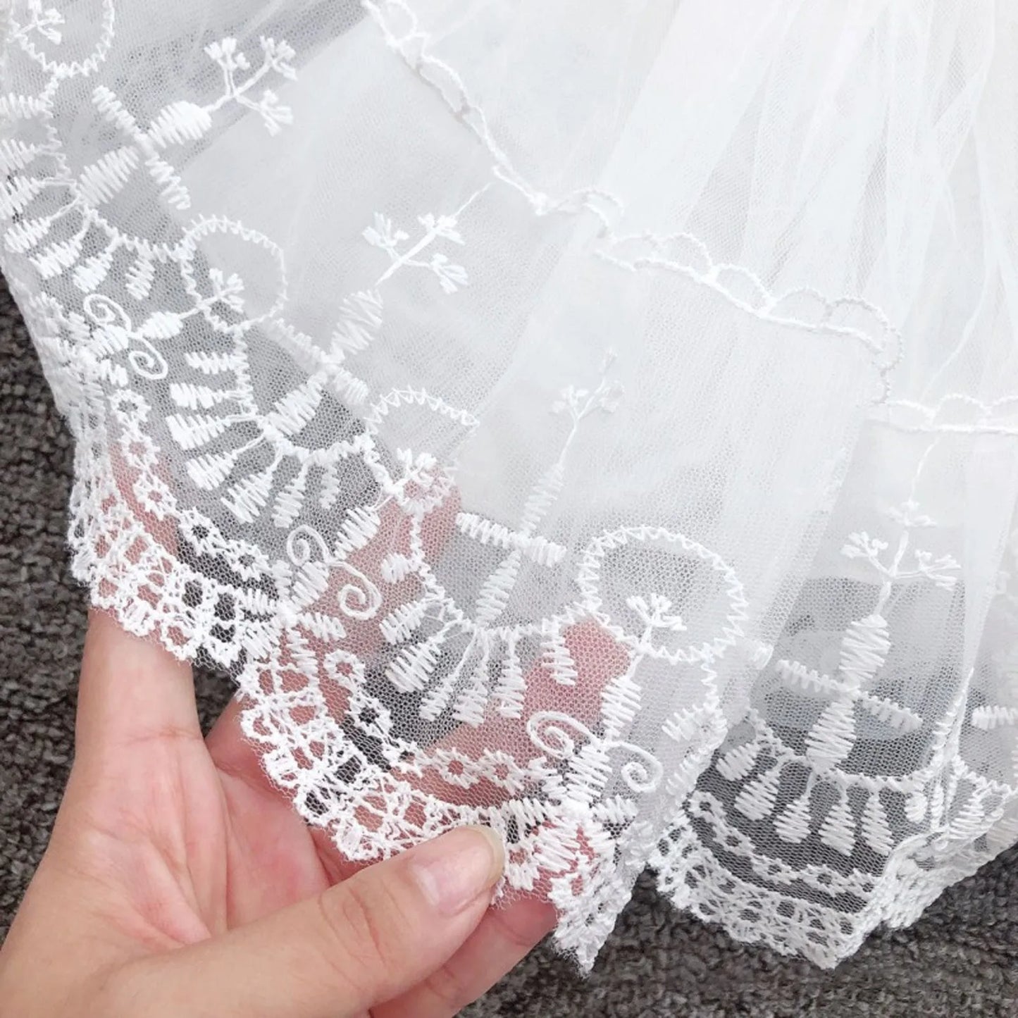 Lila Baby Girls Baptism Dress - Lace Crochet O Neck Dress