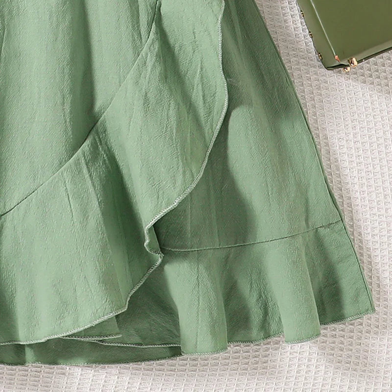 Summer Girl's Dress 8-12 Years Old Cute Bow-Embellished Slip Panel
