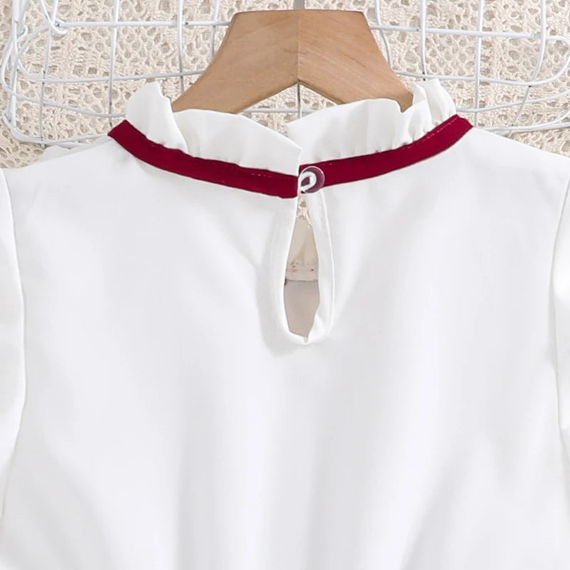 Emma Kids Dress for Girls with Pleated Skirt and Bow Tie