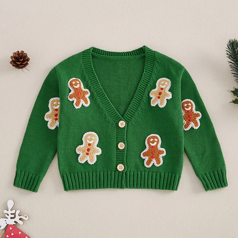 Stiven Gingerbread Man Print Winter Sweater