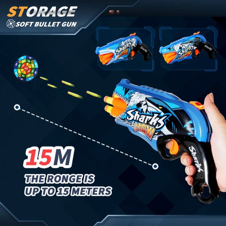 Kids Air Soft Bullet Gun Toys - Graffiti Shark Design