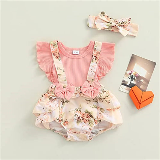 Kids Dress For 0-18 Months Cotton Ruffle Sleeve Cute Butterfly Floral Summer Dress
