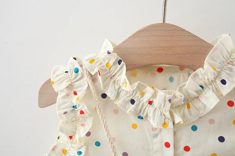 Cotton Dress for Baby Girl Heart Shaped Button Colorful Dress
