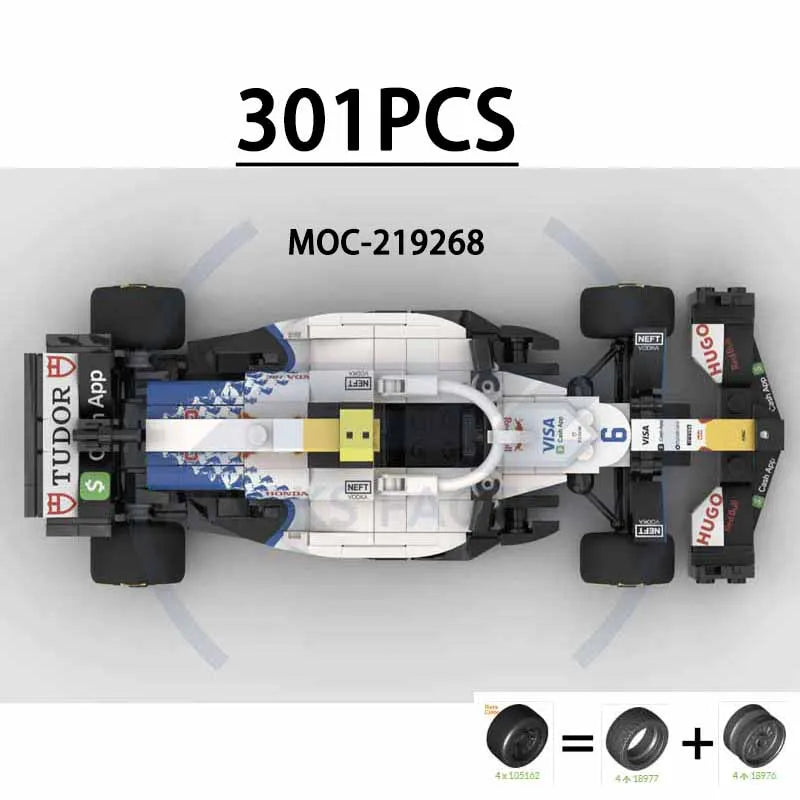 F1 Racing Car Building Blocks 8-Grid Racing Champion Vehicle (With Stickers) Children's Birthday Gift Christmas Toy Gift