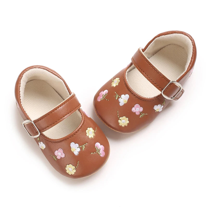Spring And Autumn Baby Girl's Walking Shoes Anti Slip One Year Old Soft Soled Baby Shoes Princess Shoes Single Shoes