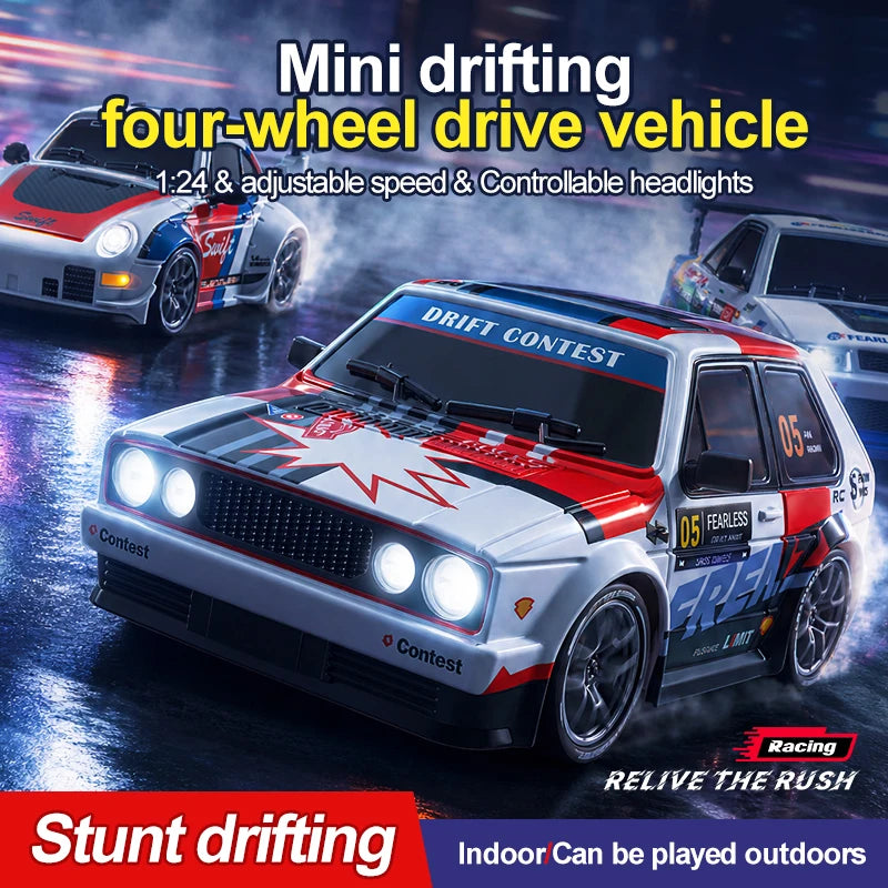 S300 1/24 RC Car 2.4G High Speed Drift 4WD Remote Control Car With Led Light Radio Controlled GTR Racing Model Boy Toy Gift
