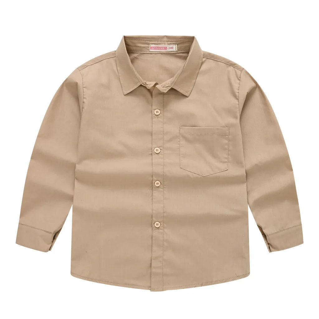 Renso Cotton Boy Long Sleeve Solid Shirt