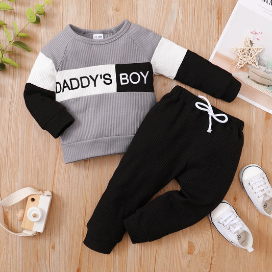 Winter Baby Boy Long Sleeve Knitted Waffle Sets