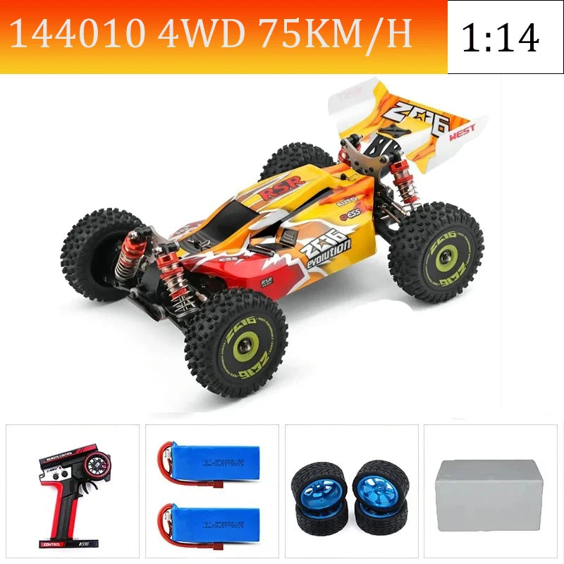 WLtoys144010 4WD Model with A Top Speed of 75 Km/h 1:14 Scale, High-speed Remote-controlled Off-road Drifting Racing Car for Boy