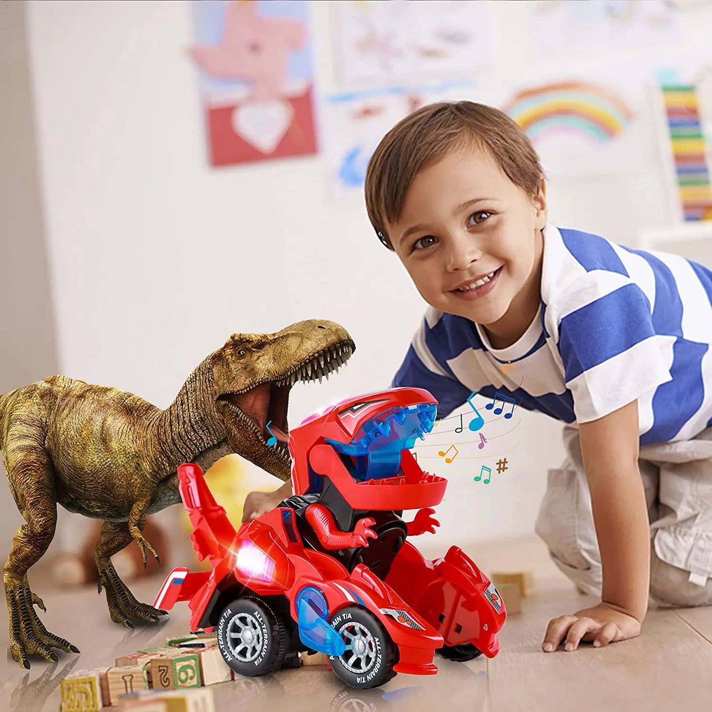 Transforming Dinosaur Car Toy for Kids 4-6 Years