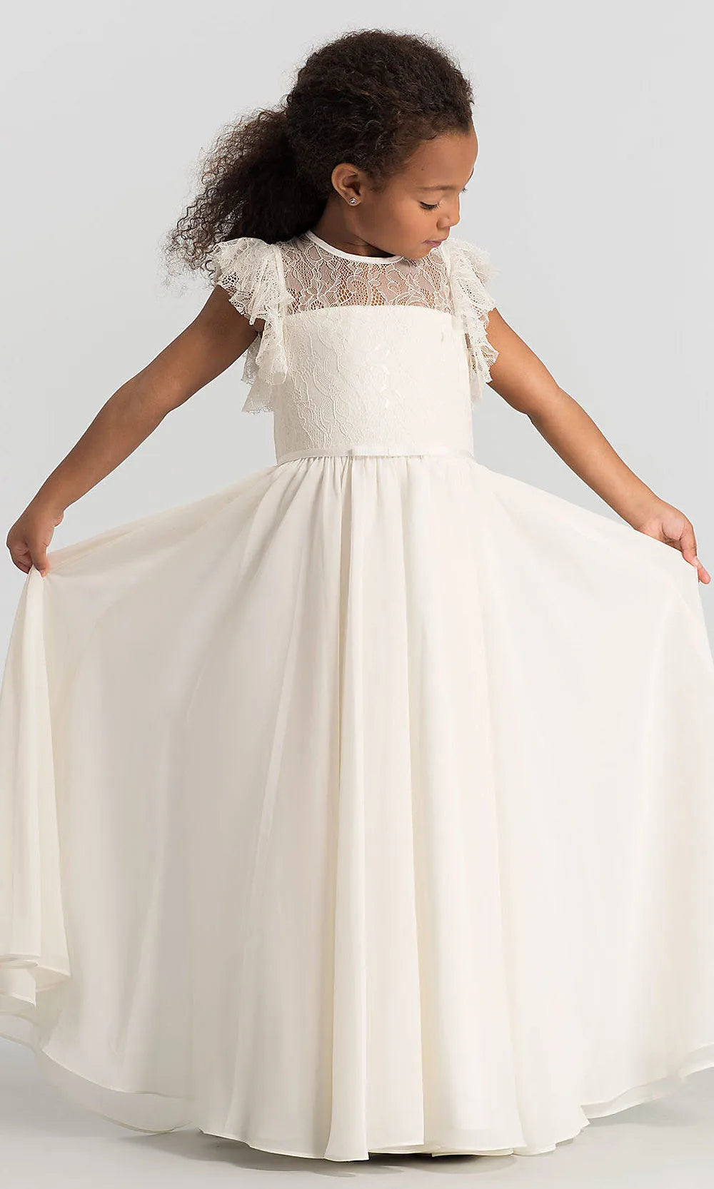 HETISO Chiffon Flower Girl Dresses Hollow Lace Kids Weddings Bridesmaid Dress