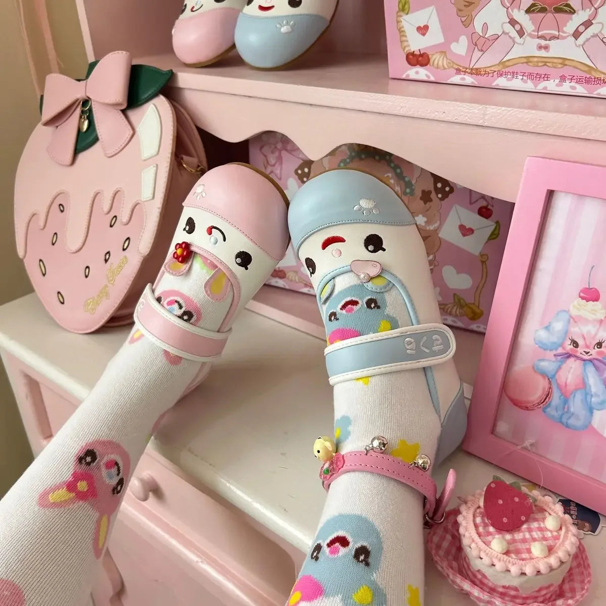 Summer Autumn New Sweet Girl Cute Indoor Round-toe Shoes Japanese Cartoon Mp Jojifuku Lolita Flat Shoes Y2k Accessories