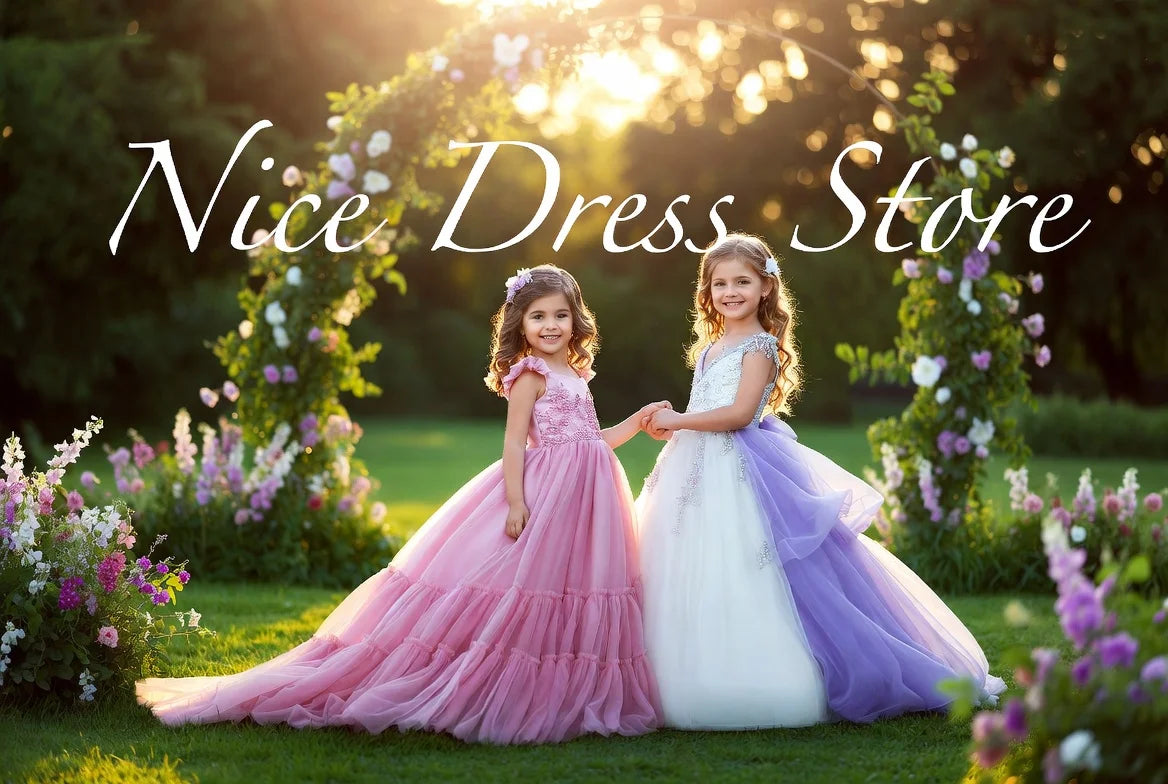 Girls First Communion Dress New Long Sleeves Satin Elegant Tail Evening Gown Girls Wedding Party Princess Dress for Juniors