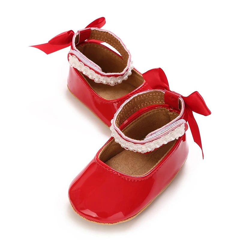 Baby girl princess shoes birthday shoes 0-18 months baby walking shoes soft soled bow shoes