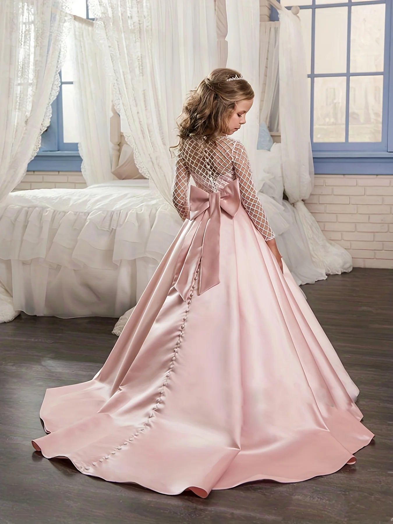Flower Girl Dress for First Communion - Fancy Lace Style
