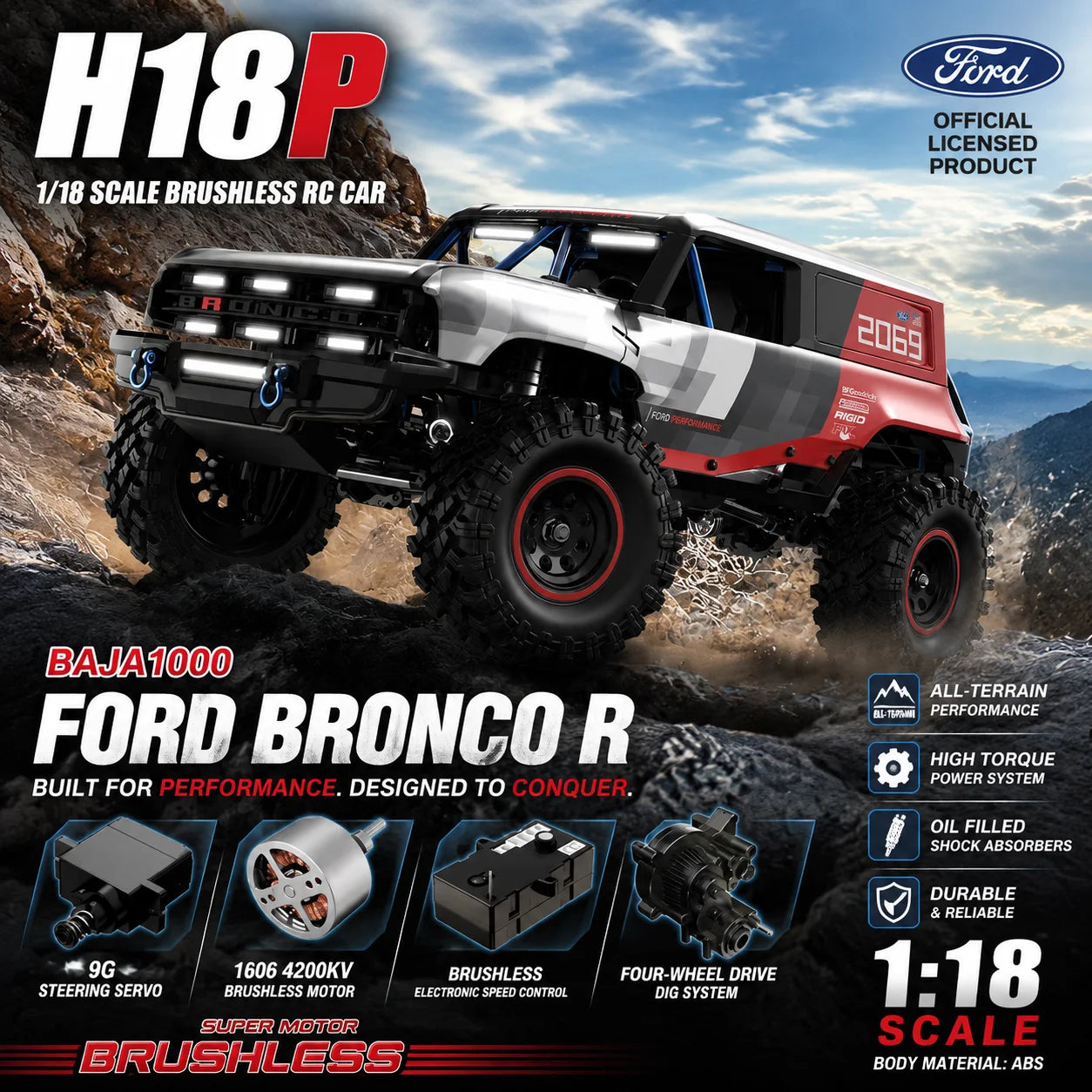 In Stock MJX Hyper Go H18P Upgraded 1:18 Brushless RC Car 4WD High Speed Off-Road Truck DIG System 2.4G RTR