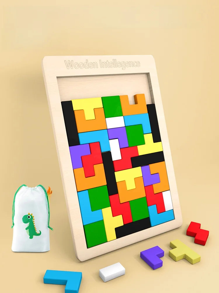 Colorful wooden puzzle toys Tangram Montessori materials children's puzzle