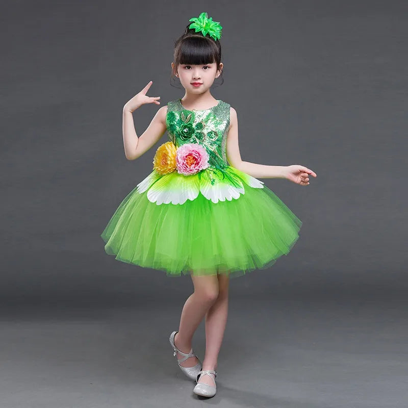 Multicolored Dance Dress Girls Modern Dance Costume Girls Contemporary Freestyle Dance Dress Girls Vestidos De Fiesta