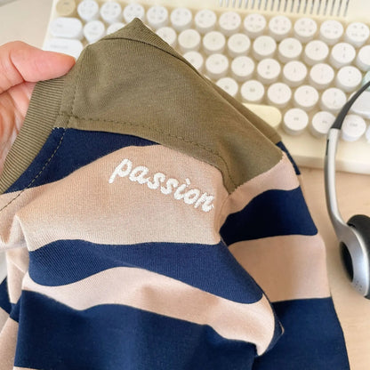 Matthew Striped Contrast Cotton Tees - GuGuTon baby store - Baby Fashion - Toddlers Outfits - Babies Outfits - Toddler Clothes - Kids Clothing - Newborn Clothes - Newborn Wear - Kids Wear - Trending Clothes - Trending Outfits - Fall Fashion - Winter Fashion - Girls Clothes - Boys Clothes - Babies Wear - Kids Accessories - KidsWear - Summer Clothes - Summer Fashion - Summer Trend - Falls Sweaters - Tops - Bottom - Jeans - Blouse - Dresses - Newborn Dresses - Toys