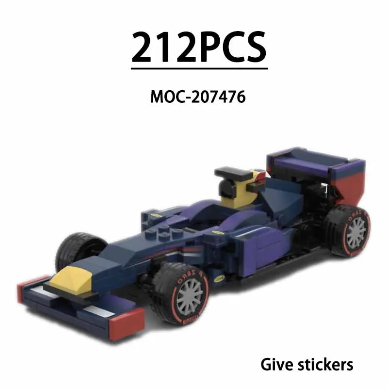 F1 Racing Car Building Blocks 8-Grid Racing Champion Vehicle (With Stickers) Children's Birthday Gift Christmas Toy Gift