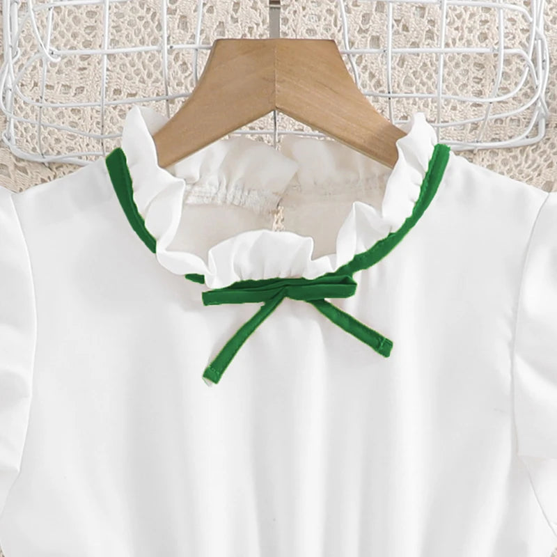 Emma Kids Dress for Girls with Pleated Skirt and Bow Tie
