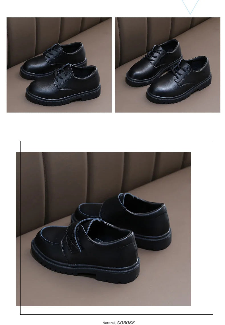 Boys Shoes Children Leather Shoes For Big Kids Teenagers Size 27-38 For Big Boy Formal Wedding Shoes British Style Simple Black