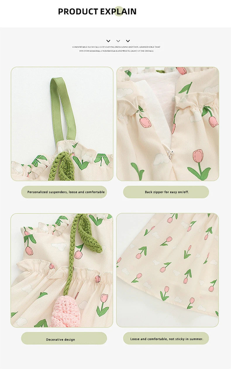 Baby Girl Summer Dress Sweet Floral Pattern Halter Dress Korean Version of The Lovely Baby Girl Princess Dresses
