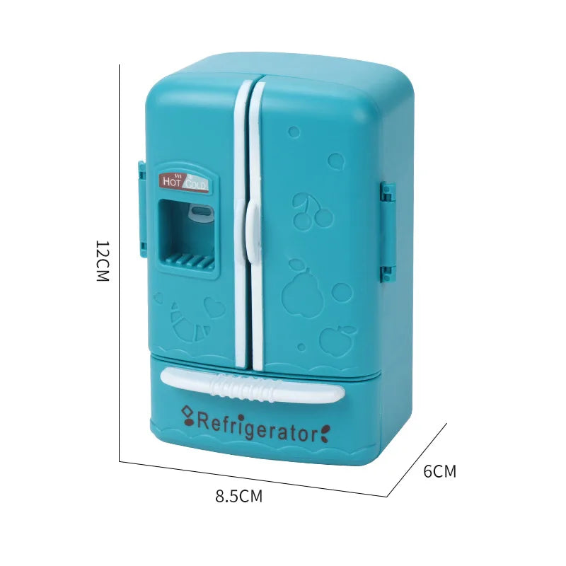 Cute Simulation Microfilm Furniture Double Door Refrigerator 1:12 Dollhouse Kitchen Model Decorations For Girl Birthday Gifts