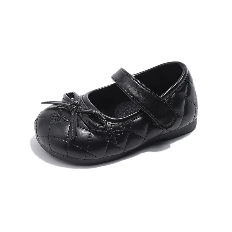 Girls' Leather Shoes 2025 Spring/Autumn New Fashion Bow Kid's Princess Shoes Soft Sole Non-slip Children's Shoes 16-25