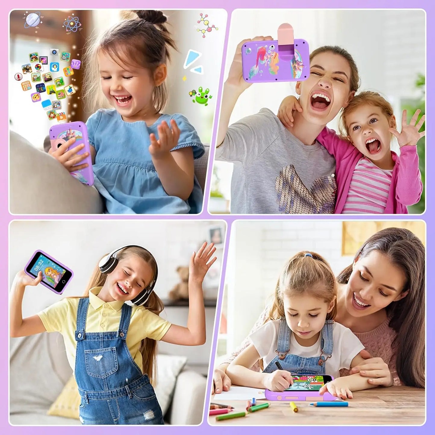VATOS Kids Smart Phone Toy for Girls Boys Large 4" Touchscreen