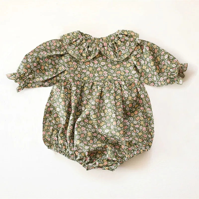 Floral Short Sleeve Romper With Bow