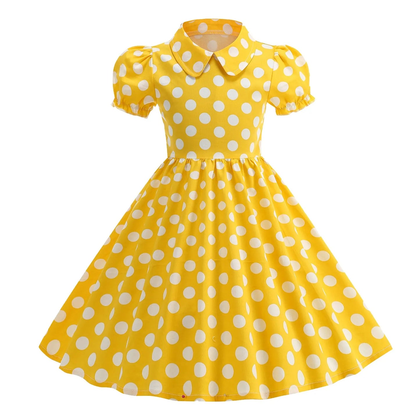 Girls' Dress French Short Sleeve Polka Dot Dress Holiday Children'S Summer Dress