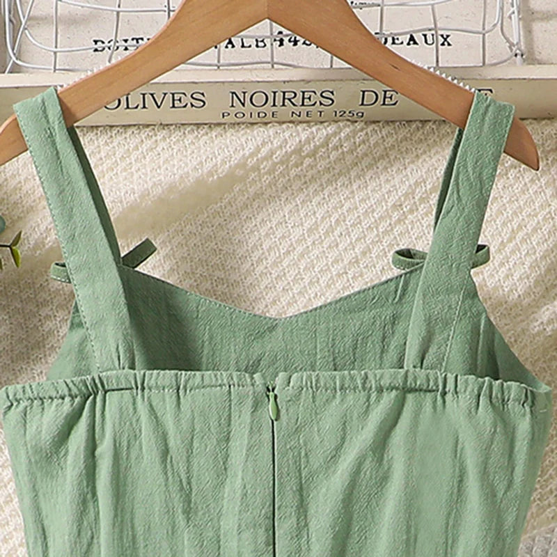 Summer Girl's Dress 8-12 Years Old Cute Bow-Embellished Slip Panel
