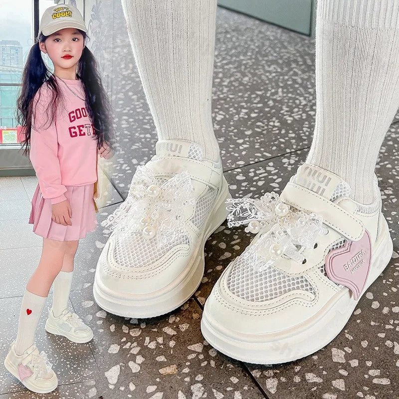 4 To 12 Years Autumn Children Shoes Girls Sneaker 2026 PU Leather Flat Shoes Kids Casual Sneaker Comfortable Cute Girls Shoes