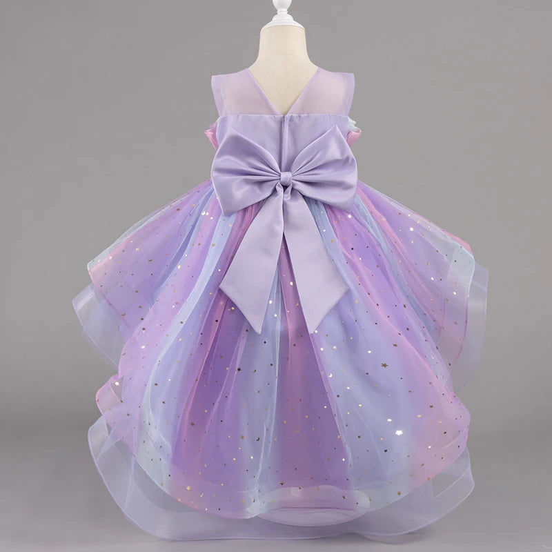 Girls Princess Dresses Tailing Flower Sleeveless Kids Wedding Dresses
