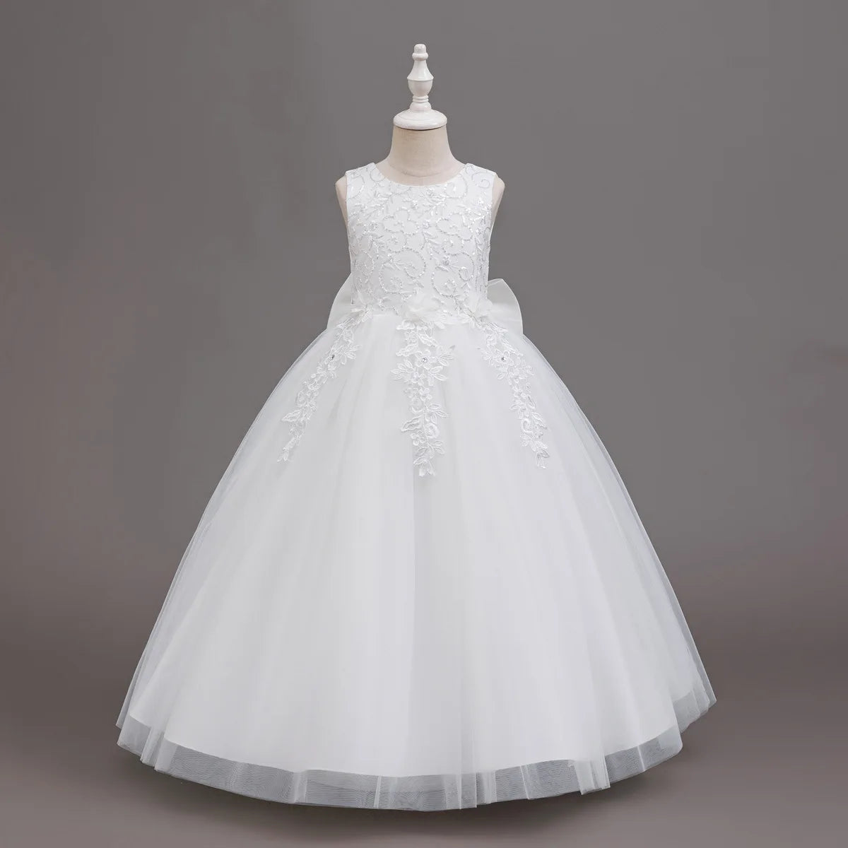 4-12 Years Old Flower Girl Dress Elegant Girl Birthday Party Dress Tulle Embroidered Girl Prom Evening Dress
