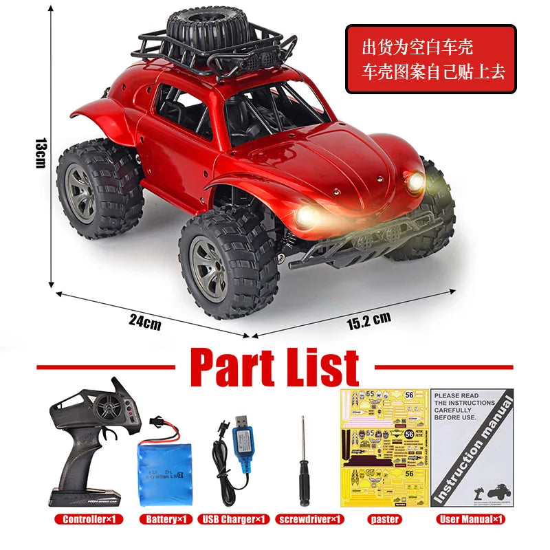 KYAMRC 1:18 2.4G 4 Channels RC Beetle Rock Crawlers Car 18km/h Double Motors Drive Car Remote Control Car Model Off-Road toy