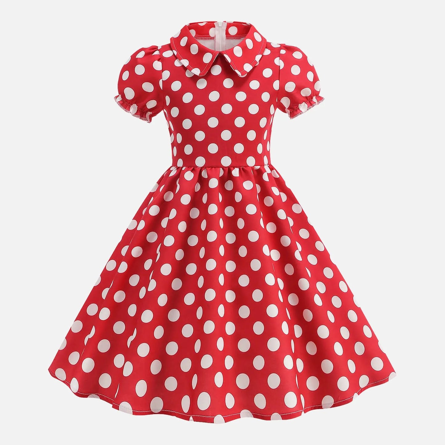 Girls' Dress French Short Sleeve Polka Dot Dress Holiday Children'S Summer Dress